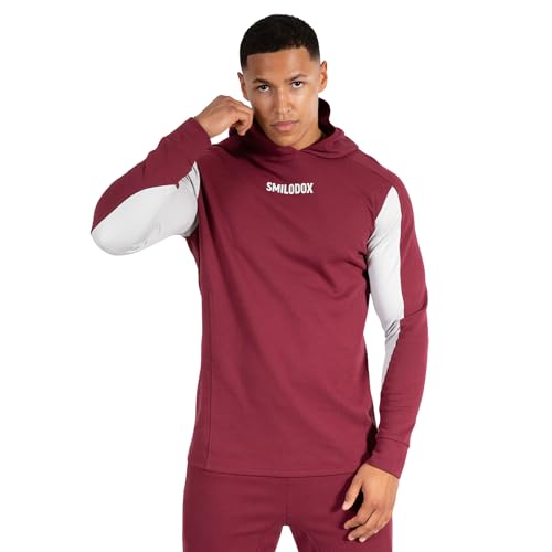 SMILODOX Herren Slim Fit Hoodie Maison - Slim Fit Langarm mit Kapuze, Größe:L, Color:Bordeaux von SMILODOX