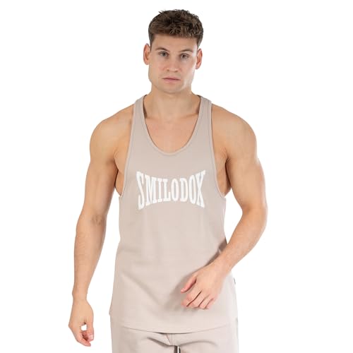 SMILODOX Tank Top Stringer Classic Pro für Herren, Regular Fit, ärmelloses Workout-Shirt für Gym, Fitness & Bodybuilding, Größe:3XL, Color:Hellbraun von SMILODOX