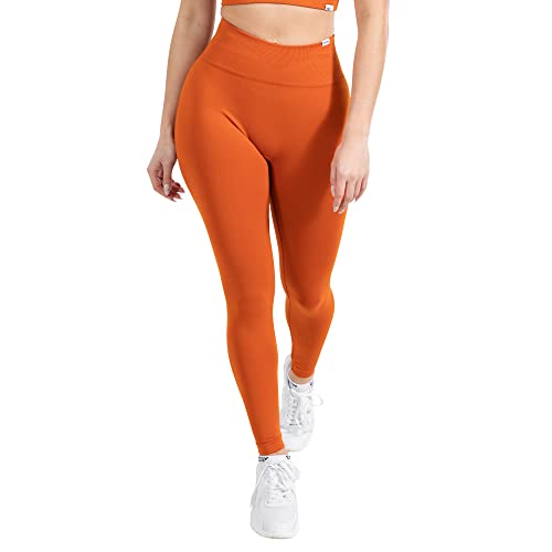 SMILODOX Leggings Damen Amaze Pro mit Scrunch, Butt Lift Sporthose High Waist V-Shape Trainingshose Seamless Blickdicht Yogahose Für Sport Fitness Alltag, Größe:L, Color:Orange von SMILODOX