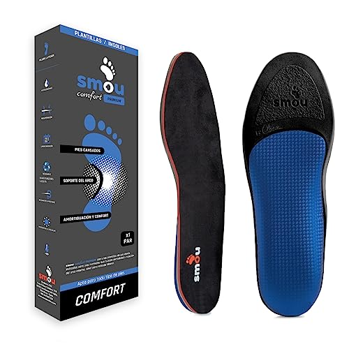 SMOU COMFORT PREMIUM Einlegesohlen für Damen und Herren | Gel und Memory-Schaum mit Fußgewölbeunterstützung | Speziell für Arbeitsstiefel | Hohe Unterstützung und Dämpfung Fußbett und Ferse (37-38 EU) von SMOU