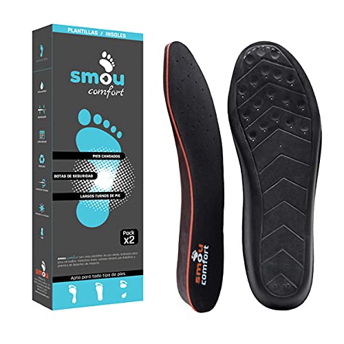 SMOU COMFORT Schuh einlegesohlen gel | Anti schweiß |Schuheinlagen mit memory foam | Ideal wie einlegesohlen arbeitsschuhe | Gel einlegesohlen Herren-Damen | große Dämpfung (40-41 EU) von SMOU