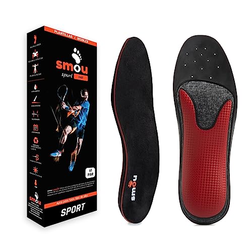 SMOU SPORT FAST Einlegesohlen Memory Foam für Sport Damen und Herren | Padel-Tennis | Impuls-Gleichgewicht | Fußgewölbeunterstützung | Memory Foam hohe Dämpfung | für Sportschuhe (37-38 EU) von SMOU