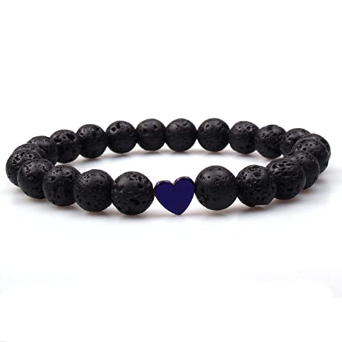 SMTSEC 8mm Naturstein Perlen Armband Lila Little Love Herz Bettelarmband für Männer Frauen Vulkanstein Yoga Armband Mode Herz Perlenarmband von SMTSEC