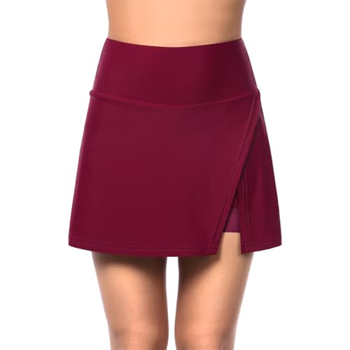SMTSEC Fahrradrock Damen mit Hose Gepolstert, Radlerhose Fahrrad Frauen Hosenrock Damen Kurz 2 in 1 mit 5D Sitzpolster Atmungsaktiv Radrock Sport Skort Fahrradhose mit Tasche,Red-M SMTSEC Fahrradrock Damen mit Hose Gepolstert, Radlerhose Fahrrad Frauen Hosenrock Damen Kurz 2 in 1 mit 5D Sitzpolster Atmungsaktiv Radrock Sport Skort Fahrradhose mit Tasche,Red-M von SMTSEC