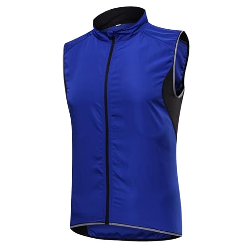 SMTSEC Fahrradweste Herren Damen Reflektierend Winddicht Windstopper Laufweste Wasserdicht Atmungsaktiv MTB Warnweste Fahrrad Ärmellose Weste Jacke Radweste Leicht Softshellweste Sportweste,Blue-M von SMTSEC