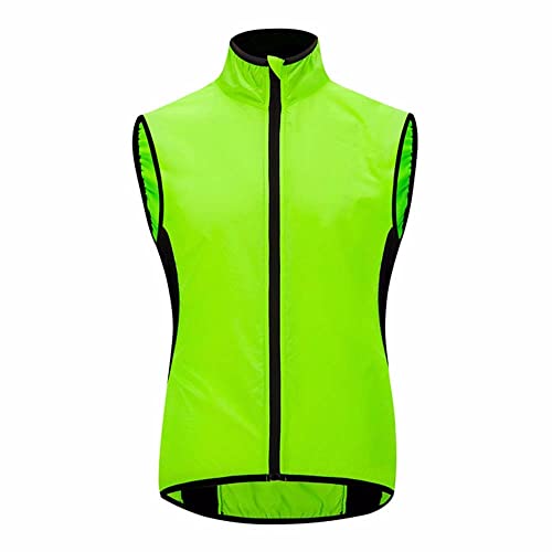 SMTSEC Fahrradweste Herren Damen Reflektierend Winddicht Windstopper Laufweste Wasserdicht Atmungsaktiv MTB Warnweste Fahrrad Ärmellose Weste Jacke Radweste Leicht Softshellweste Sportweste,Green-3XL von SMTSEC