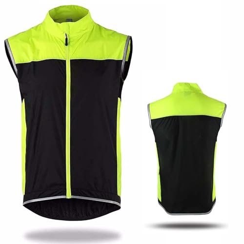 SMTSEC Fahrradweste Herren Damen Reflektierend Winddicht Windstopper Laufweste Wasserdicht Atmungsaktiv MTB Warnweste Fahrrad Ärmellose Weste Jacke Radweste Leicht Softshellweste Sportweste,Green-XL von SMTSEC