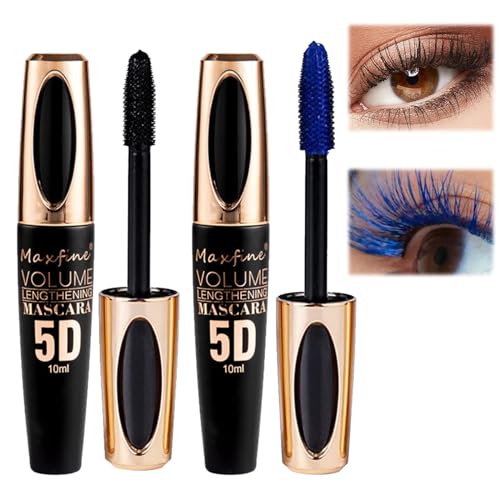 Mascara Blau 2 Stücke Blaue Wimperntusche Wimperntusche Blau Blaue Mascara Liquid Colored Mascara Lash Extensions Volumizing and Thick Smudge-proof Long Lasting (Schwarz+Blau) von SMTelegance