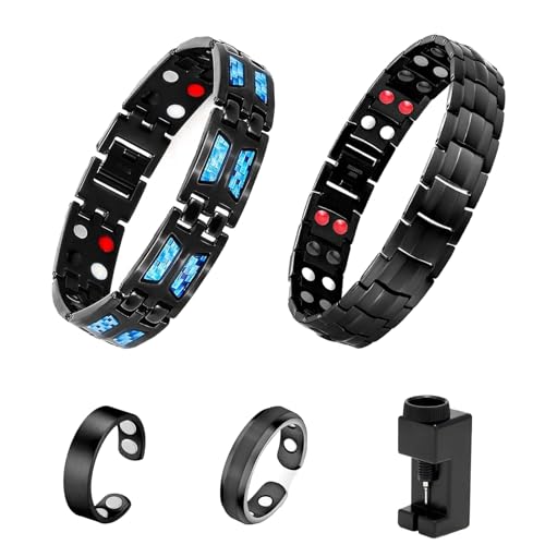 SMTelegance Noruion Far-Infrarot-Ionen-Armband Magnetarmband Für Herren, Far Infrarot Armband Ionen Armbänder Infrarot Ionen Armband, Magnetarmband Längenverstellbar Far Infrared Ionizer Wristband von SMTelegance