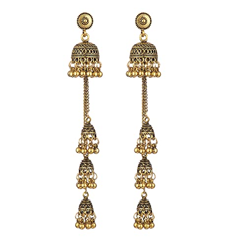 Boho Vintage Jhumka Jhumki Quastel Dangle Statement Ohrringe für Frauen Mädchen Oxidiert Schmuck Langer Tropfen Kronleuchter Ohrring Traditionelle ethnische Zigeuner Beads Bohemian Bollywood Indian Boho Vintage Jhumka Jhumki Quastel Dangle Statement Ohrringe für Frauen Mädchen Oxidiert Schmuck Langer Tropfen Kronleuchter Ohrring Traditionelle ethnische Zigeuner Beads Bohemian Bollywood Indian von SNHHNSW