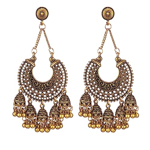 Bollywood Jhumka Jhumki Indische Ohrringe für Frauen Vintage Mexiko Gypsy Stetament Kronleuchter Stil Ethnisch Dangle Ohrring Quasten Quaste Bell Drop Bohemian Fashion Geschenk Weihnachten oxidierter Bollywood Jhumka Jhumki Indische Ohrringe für Frauen Vintage Mexiko Gypsy Stetament Kronleuchter Stil Ethnisch Dangle Ohrring Quasten Quaste Bell Drop Bohemian Fashion Geschenk Weihnachten oxidierter von SNHHNSW