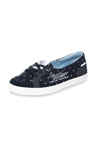 SOCCX Damen Canvas Ballerina mit All Over Print Blue Navy 37 von SOCCX