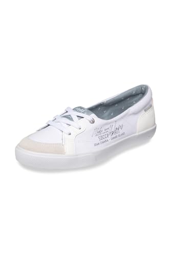 SOCCX Damen Canvas Ballerina mit Logo Artwork White 37 von SOCCX