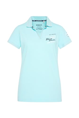 SOCCX Damen Pikee-Polo mit Rücken-Print Cool Aqua L von SOCCX