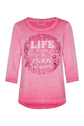 SOCCX Damen Shirt mit 3/4-Arm und rundem Print Happy Pink L von SOCCX