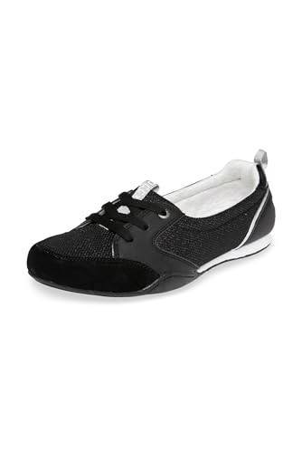 SOCCX Damen Sneaker Ballerina mit Glitzer-Effekten Black 37 von SOCCX