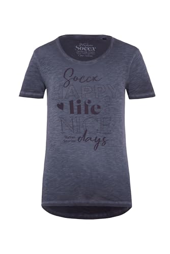 SOCCX Damen T-Shirt mit Glitter Wording Print Deep Sea, M SOCCX Damen T-Shirt mit Glitter Wording Print Deep Sea, M von SOCCX