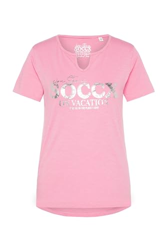 SOCCX Damen T-Shirt mit Label Print Happy Pink L von SOCCX