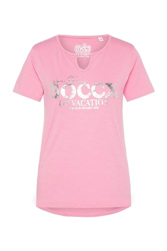 SOCCX Damen T-Shirt mit Label Print Happy Pink XXL von SOCCX