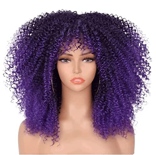 Perücken Herren Perücke Damen Damenperücke, Kurz, Lockig, Im Afrikanischen Stil, Mit Pony, Für Afro-Frauen, Lockige Perücke Perücke Täglich (Color : B, Size : As shown) von SOCUY