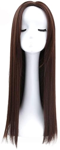 Perücken Herren Perücke Damen Wig Women Silky Long Straight Wig Natural Hairline Middle Part 26 Inches Synthetic Party Halloween Perücke Täglich (Color : B, Size : 55CM) von SOCUY