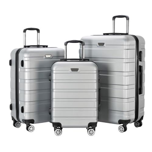 Reisekoffer Rollkoffer Koffer Trolley 3-teiliges Gepäckset, 20/24/28 Zoll Hartschalen-Kofferset, Koffer Für Damen, Herren, Familie Koffer Gepäck (Color : B, Size : 3-Piece Set) von SOCUY