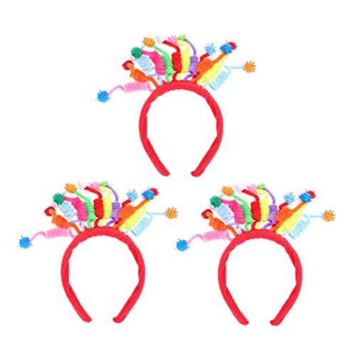 SOESFOUFU 3St Haarballfeder-Stirnband hair accessories for girls lustige kopfbedeckung bunte Haargummis damen stirnbänder Pompon-Haarreifen für Kinder Kindergeschenk bilden Bommel Kleidung von SOESFOUFU