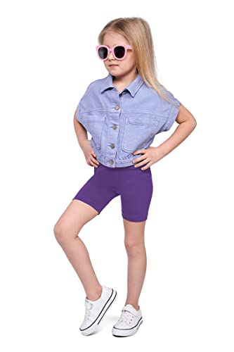 SOFTSAIL Leggings Mädchen Radlerhose Kurze Hose Aus Baumwolle Kinder Sporthose Tanzhose Atmungsaktiv Weich Elastisch Sommer Sport Violett 92-98 - 2-3 Jahre von SOFTSAIL