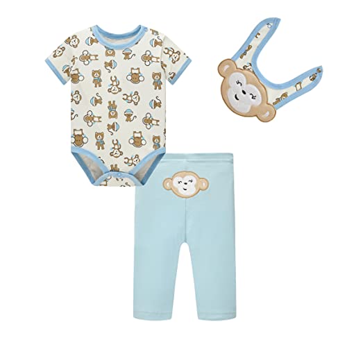 SOIBEEN Entzückende Baby Bodysuit Neugeborene Strampler Jungen Affenmuster mit kwirrenden Lätzchen Unisex 3-teiliges Set 9-12 Monate SOIBEEN Entzückende Baby Bodysuit Neugeborene Strampler Jungen Affenmuster mit kwirrenden Lätzchen Unisex 3-teiliges Set 9-12 Monate von SOIBEEN