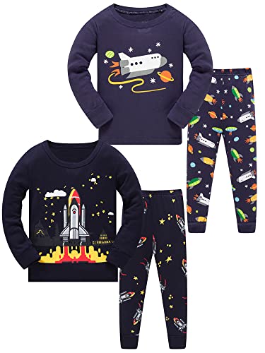 SOIBEEN Jungen Pyjamas Rocket Nachtwäsche Baumwolle Kleinkind Kleidung Kinder Nachtwäsche Langarm PJs Set 4-teiliges Outfit 2-3 Jahre von SOIBEEN
