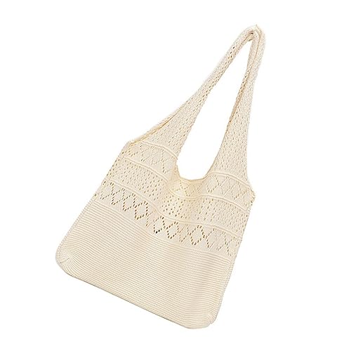 SOIMISS Ausgehöhlte Hobo-Tasche Modische Gestrickte Hohle Design-Aufbewahrungstasche Stroh-Strand-Einkaufstasche Für Damen Und Mädchen Weiß von SOIMISS