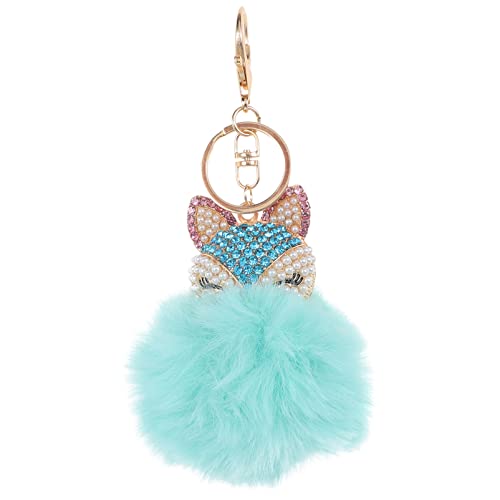 SOIMISS Plüsch Ball Schlüsselanhänger mit Strass Fuchs Schlüsselanhänger Grün Pom Pom Pom Schlüsselanhänger für Frauen Auto Anhänger, grün, Medium von SOIMISS