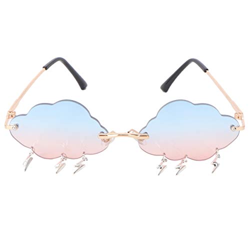 SOIMISS Herz Sonnenbrille Randlose Brille Sonnenbrille Wolke Sonnenbrille für Frauen/Männer Trendy Vintage Welle Gläser Brillen Disco Gläser für Party Randlose Sonne Gläser Rave Brille von SOIMISS