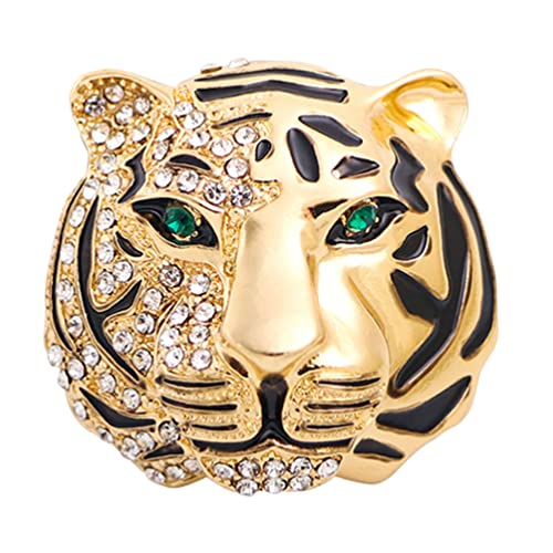 Tigerkopf Brosche Pin Kristall Strass Tier Abzeichen Anzug Rastpins Clips Kragen Anstecknadel Kleidung Kleid Corsage Für Männer Frauen Geschenke Golden von SOIMISS