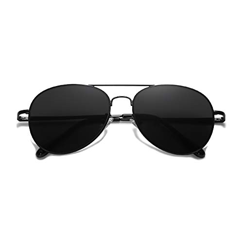 SOJOS Mode Metallrahmen Verspiegelt Linse Herren Damen Sonnenbrille mit Frühlings Scharnieren SJ1030 mit Schwarz Rahmen/Grau Linse von SOJOS