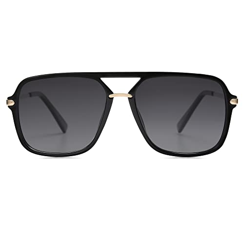 SOJOS Retro Sonnenbrille für Damen Herren,Polycarbonat Linse, Trendy Rechteckige Sonnenbrille 90er Jahre Schatten SJ2229 von SOJOS