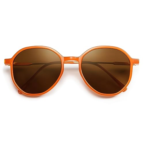 SOJOS Sonnenbrille Damen Rund,Retro Trendy Große Unisex Sonnenbrillen UV400 Schutz SJ2181 von SOJOS