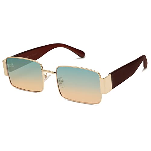 SOJOS Sonnenbrille Herren Damen Retro, Vintage Rechteckige Mode Schmale Sonnenbrillen SJ1162 von SOJOS