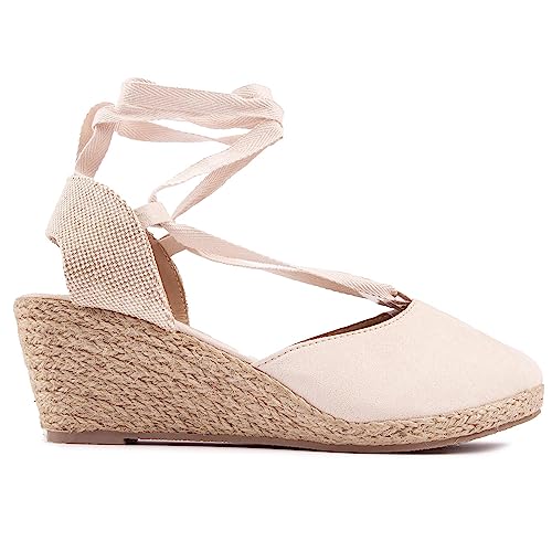 Solesister Damen Zoe Wide Fit Espadrilles Schuhe Neutral 40 EU von SOLE