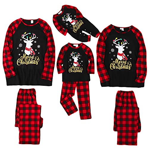 SOLOYEE Weihnachten Familie Schlafanzug Set Santa Elk Crew Tie Damen Herren Baby Jungen Mädchen Winter Weihnachten Anzüge Langarm Pyjamas Home Set(für Damen), XL von SOLOYEE