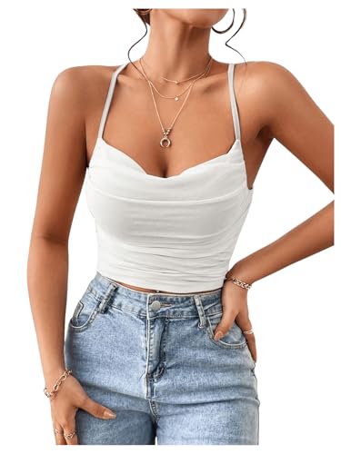 SOLY HUX Damen Camisole Top Crop Top Sommer Trägertop Y2K Bauchfrei Sommertop Kreuzgurt Partytop Festvial Outfit Tanktop Untertop Weiß XL SOLY HUX Damen Camisole Top Crop Top Sommer Trägertop Y2K Bauchfrei Sommertop Kreuzgurt Partytop Festvial Outfit Tanktop Untertop Weiß XL von SOLY HUX