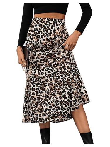 SOLY HUX Damen A-Linien Rock Mit Leopardenmuster - Eleganter Skater Midirock Mit Hoher Taille - Freizeitrock für Herbst - Schwarz S SOLY HUX Damen A-Linien Rock Mit Leopardenmuster - Eleganter Skater Midirock Mit Hoher Taille - Freizeitrock für Herbst - Schwarz S von SOLY HUX