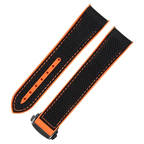 SOMKB Gummi-Uhrenarmband für Omega Seamaster, Faltschließe, luxuriöses Nylon-Silikonarmband, Zubehörteile, 22 mm, Achat von SOMKB