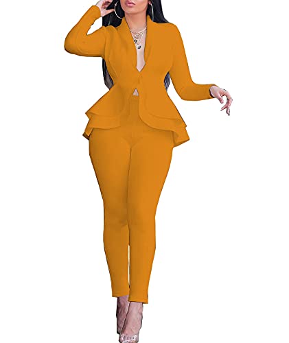 SOMTHRON Zweiteilige Outfits-Sexy Blazer mit Rüschen Business Anzug Set Damen Hochzeit Anzugjacke + Hose Slim Fit Büro Arbeitskleidung Beiläufige Elegante Business Anzug Sets SOMTHRON Zweiteilige Outfits-Sexy Blazer mit Rüschen Business Anzug Set Damen Hochzeit Anzugjacke + Hose Slim Fit Büro Arbeitskleidung Beiläufige Elegante Business Anzug Sets von SOMTHRON