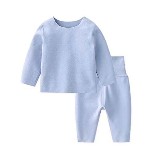 SONARIN Kinder Thermounterwäsche Set,Baby Jungen Mädchen Thermo Unterwäsche Thermo Pyjama Set Oberteile und Hose Warme Winter Baby Schlafanzug Langarm Nachtwäsche für 0-24 Monate(Blau) von SONARIN