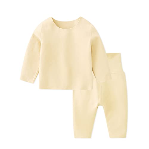 SONARIN Kinder Thermounterwäsche Set,Baby Jungen Mädchen Thermo Unterwäsche Thermo Pyjama Set Oberteile und Hose Warme Winter Baby Schlafanzug Langarm Nachtwäsche für 0-24 Monate(Gelb) von SONARIN