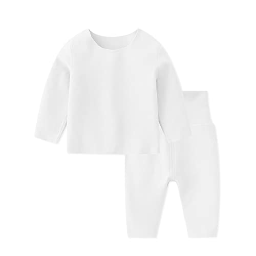 SONARIN Kinder Thermounterwäsche Set,Baby Jungen Mädchen Thermo Unterwäsche Thermo Pyjama Set Oberteile und Hose Warme Winter Baby Schlafanzug Langarm Nachtwäsche für 0-24 Monate(Weiß) von SONARIN