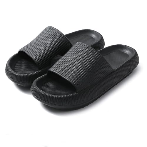 Cloud Sliders for Women Men, Thick Sole Non Slip House Slippers, Super Soft Comfy Sandals House Slippers for Shower Bathroom Pool Beach (37-38,Black) von SONAXO