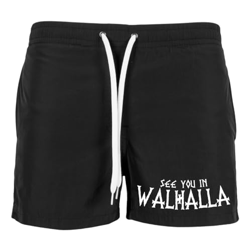 Herren Badehose Badeshorts See You in Walhalla Wikinger Odin Swim Shorts Vikings von SONS OF ODIN