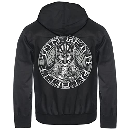 Herren Harrington Jacke mit Kapuze Odin Herr der Runen Wotan Valknut Wikinger von SONS OF ODIN